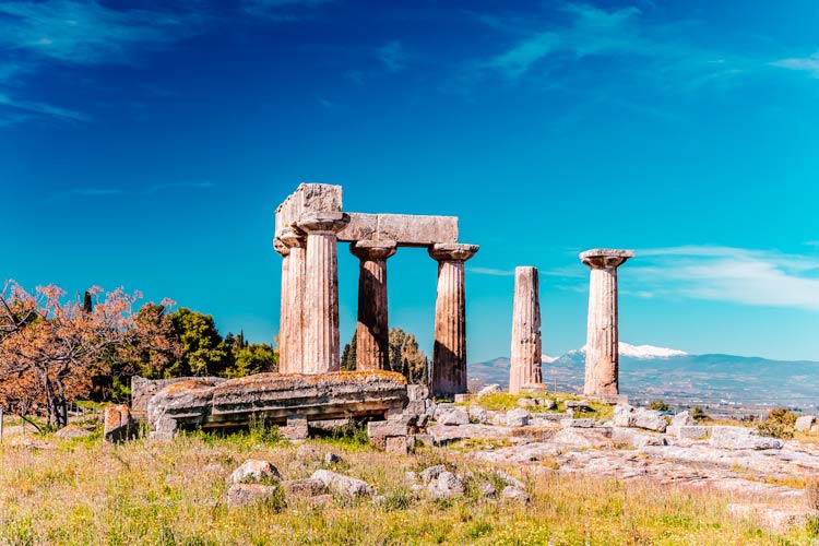 Doric temple in Ancient Corinth Greece